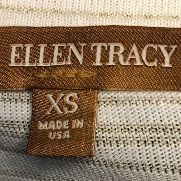 Ellen Tracy White/Gold 3/4 Sleeve Top-XS - Picture 5 of 6